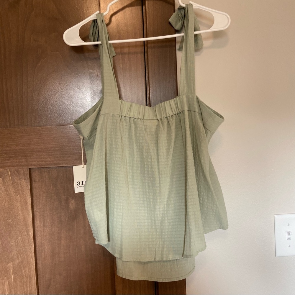 A.n.a (A New Approach) Womens Straight Neck Camisole Tank Top Tie Shoulder L - Picture 6 of 10